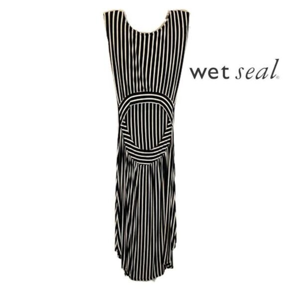Wet Seal Open Back Striped Hi Lo‎ Maxi/ Sundress Swim Coverup - Picture 2 of 7